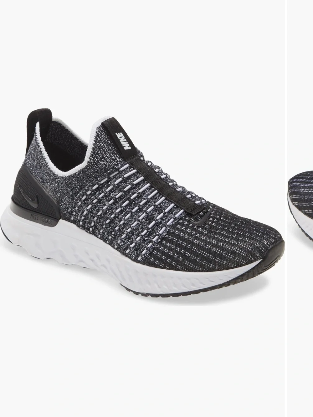 Nike women’s Black and Gray Knit Slip-On Sneakers